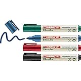 edding 21 Ecoline Permanentmarker Set - bunte Farben - 4 Stifte - Rundspitze...