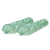 ECD Germany 2X Folientunnel Pflanztunnel 300x55x35 cm 3m Transparent/Grün PE-Gitterfolie...