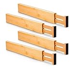 Utoplike 4pcs Bambus Schublade Teiler, einstellbare Organisatoren, Feder belastet,...