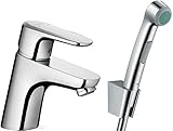 hansgrohe Ecos Wasserhahn mit Bidette Handbrause und Brauseschlauch 160 cm, Verchromt