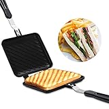 Doppelseitige Bratpfanne,Mustergitter Antihaft-Sandwich-Eisen-Maker Mini Tragbar...