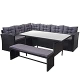 Mendler Poly-Rattan-Garnitur HWC-A29, Gartengarnitur Sitzgruppe Lounge-Esstisch-Set, mit...