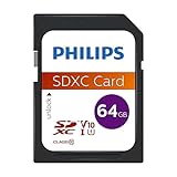 Philips Ultra Speed SDXC Card 64 GB UHS-I U1, Lesegeschwindigkeit bis zu 80 MB/s, V10,...