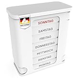 Kerpers® Tablettenbox 7 Tage | MADE IN GERMANY | Pillendose mit 4 Fächer - morgens...