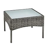 ESTEXO Polyrattan Beistelltisch Rattan Tisch Gartentisch Balkontisch Loungetisch...