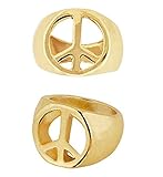 shoperama 60er Jahre Peace-Zeichen Goldring Hippie Flower Power Damen Herren...