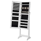 SONGMICS Schmuckschrank, Spiegelschrank stehend, mit 2 separaten Make-up...