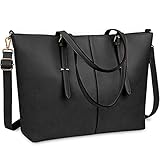 NUBILY Laptop Damen Handtasche 15,6 Zoll Shopper Handtasche Schwarz Elegant Leder Taschen...