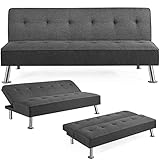 Yaheetech Klappsofa mit Schlaffunktion | 3-Sitzer Sofa Couch Gästebett Klappbett |...