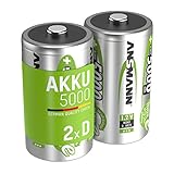 ANSMANN Akku Mono D 5000 mAh NiMH 1,2 V (2 Stück) - Mono D Batterien...