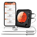 BFOUR Bluetooth Grillthermometer, Digital Funk BBQ Thermometer mit 2 Sonden...