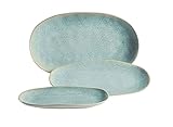 Mäser Servierplatten-Set, Steinzeug Frozen Grün, 39.0 x 21.0 x 25.0 centimeters