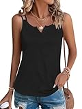 WNEEDU Tank Top Damen Sommer ärmellose Oberteile Spaghettiträger Blusentop Cami Shirt V...