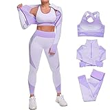 Veriliss 3 Teilig Trainingsanzug Damen, Sport Leggings Gym Set Yoga Jogginganzug...