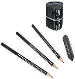 Faber-Castell 217093 - Bleistiftset GRIP 2001, mit 3 Bleistiften, 1 Radierer + 1...