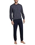 Schiesser Herren Schlafanzug Lang Mit Bündchen - Nightwear Pyjamaset, Dunkelblau_159620,...