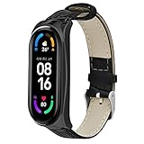 Miya System Ltd Sport Lederband für Mi Band 6, Echtleder Fitness Strap Armband Ersatz...