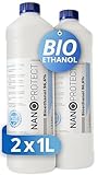 Nanoprotect Bioethanol 96,6% | 2 x 1 Liter | Flüssiger Ethanol Brennstoff für...