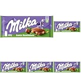 Milka Ganze Haselnüsse 1 x 100g I Alpenmilch-Schokolade I mit ganzen Haselnüssen I Milka...