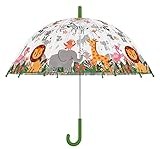 Esschert Design Regenschirm für Kinder, transparent, Dschungel, mehrfarbig, Medium,...