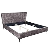 riess-Ambiente Design Doppelbett Boutique 160x200cm dunkelgrau Samt Queensize Bettgestell,...