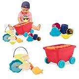 B. toys Sandspielzeug 11 Teile mit Bollerwagen Rot – Sandkasten Spielzeug,...