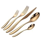 Besteck-Sets 5-teiliges Set, goldenes Geschirr-Set, Edelstahl, komplettes Geschirr, Gabel,...