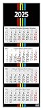 4-Monatskalender Wandkalender 2025 Black+Stripes 4-30 x 90 cm, dekoratives Großformat mit...