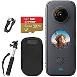 Getue Insta360 ONE X2 Pocket Camera + SanDisk 64GB Extreme Memory Card +Handheld Monopod -...