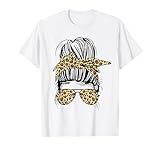 Leopard Mom Life Messy Bun Damen T-Shirt