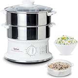 Tefal Dampfgarer VC1451 | 2 Edelstahlbehälter | 6L Fassungsvermögen | 24cm Durchmesser |...