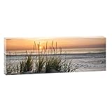 Querfarben Bild auf Leinwand Sonnenuntergang am Meer 150 x 50 cm, Farbig,...