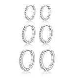 Hasnsofie Creolen Silber Damen Ohrringe, 3 Paare 925 Sterling Silber Creolen Ohrringe Set,...