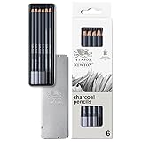 Winsor & Newton 0490025 6 Zeichenkohlestifte in 3 Härten, hard charcoal, medium...