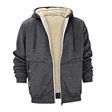 Herren Pufferjacke mit Kapuze Winter – Fleece-Jacke mit Kapuze für Herren –...