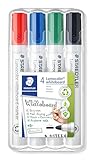 STAEDTLER Whiteboard-Marker Lumocolor, Rundspitze ca. 2 mm Linienbreite, Set mit 4 Farben,...