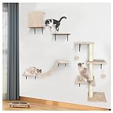 Katzen kletterwand Set mit Katzenbaum Hängematte, Katzenwandmöbel Set, 5-teiliges...