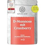 NATURE LOVE® D-Mannose Pulver mit Cranberry - 250 Gramm Pulver zum Auflösen in Wasser -...