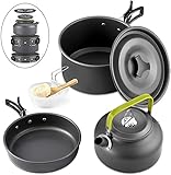 Queta 10-Teilig Cookware Kit Picknick Töpfen Kochgeschirr Campinggeschirr Set für 2-3...