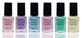 6x5ml Stamping-Lack Pastell Set Rosa Lila Blau Lilac Mint Gelb Nagellack Nail...