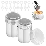 2 Stück Kakaostreuer Edelstahl mit 16 Pcs Kaffee Schablonen, Mehlstreuer mit Deckel...