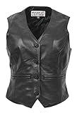 House of Leather Damen Echtes Leder Weste Knopfverschluss Traditionell Stil Rita...