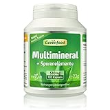 Multimineral + Spurenelemente, 510 mg, hochdosiert, 120 Kapseln, vegan, hohe...