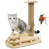 DoYouMiao Katzenkratzsäule - Interaktives Spielzeug und Hängeball für Indoor-Katzen -...