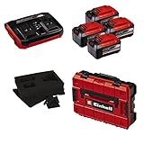 Einhell Akku-Koffer-Set 18 V Power X-Change – 2 Akkus + Ladegerät + Koffer (4x 5,2 Ah...