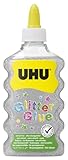 UHU Glitter Glue Silber - Flasche mit silbernem Glitzer zum Dekorieren, Kindersicher,...
