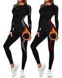 Patelai 2er-Set Thermo-Skiunterwäsche für Damen, lang, atmungsaktiv und warm, Unterhose...