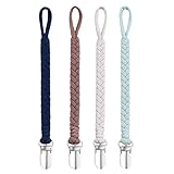 BASICSLIFE Schnullerkette Baby for Junge, 4 Pack BPA-FREI Schnuller Halter Leinen Set,...