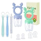 Vicloon Fruchtsauger Set Baby + 6 Silikon-Sauger in 3 Größen + Silikon...