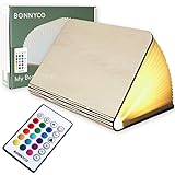 BONNYCO Buchlampe Holz mit Farbwechsel 16 Farben und Timer LED Buchlampe...